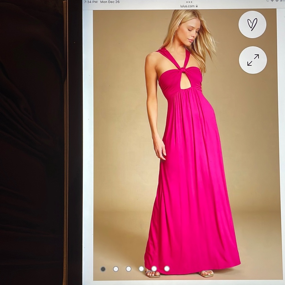 Beyond casual magenta halter cutout maxi dress